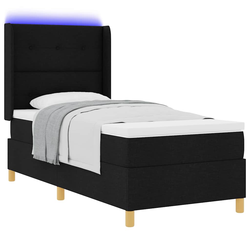Letto a molle con strisce LED Nero 80 x 200 cm Tessuto | homemem39