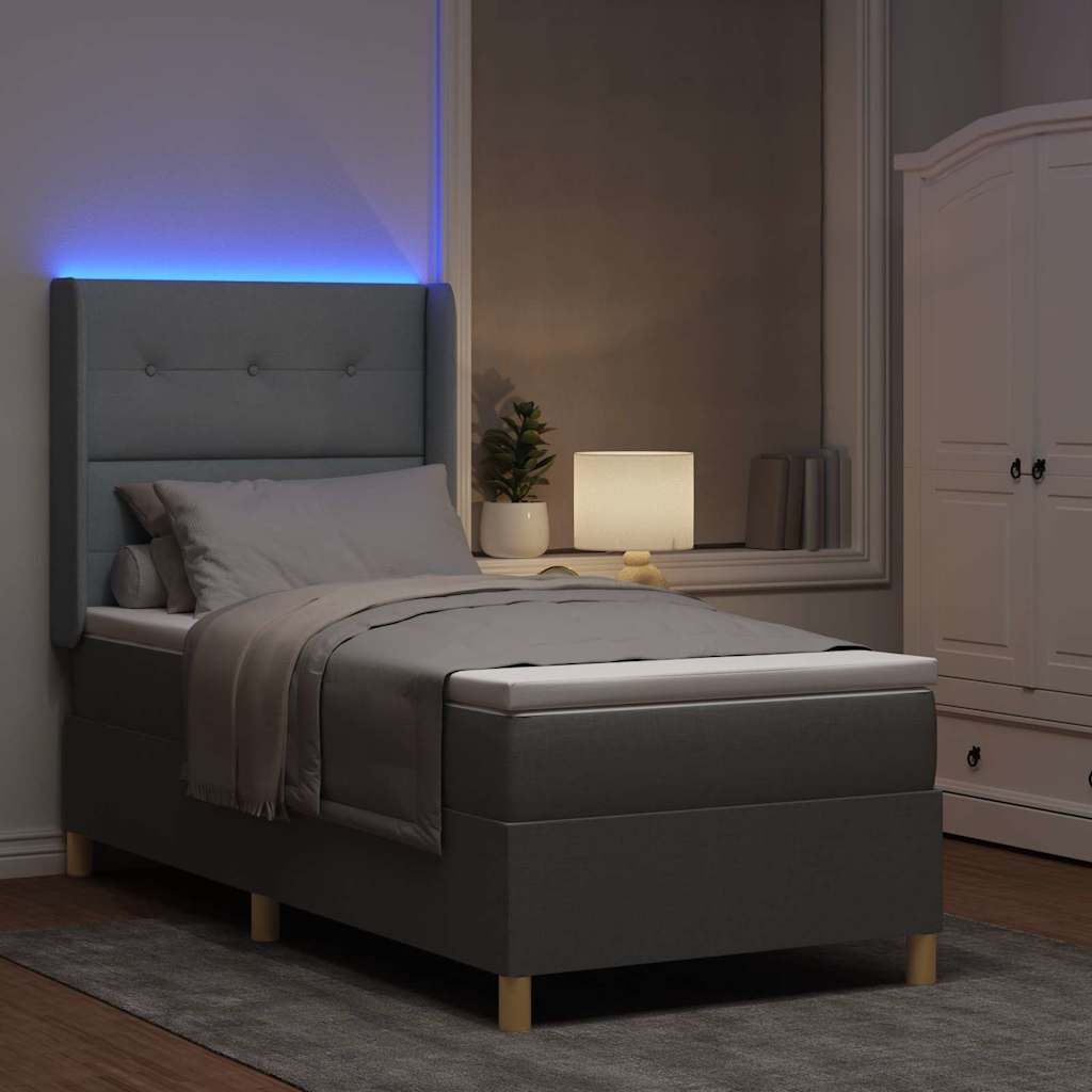 Letto a molle con strisce LED Grigio chiaro 90 x 190 cm Tessuto | homemem39