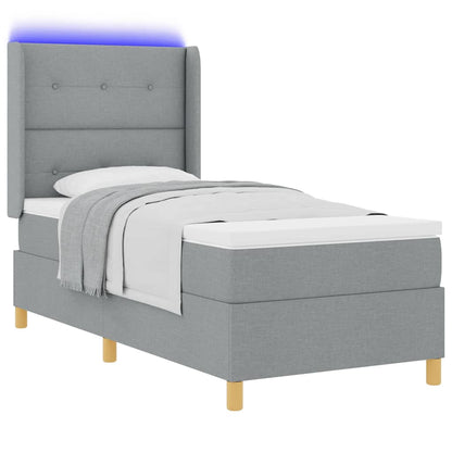 Letto a molle con strisce LED Grigio chiaro 90 x 200 cm Tessuto | homemem39