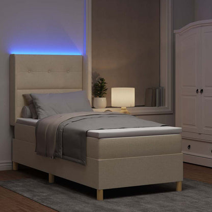 Letto a molle con strisce LED Crema 90 x 200 cm Tessuto | homemem39