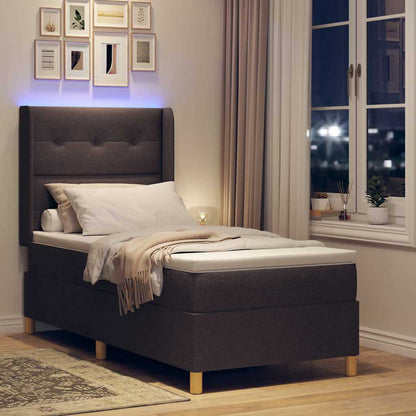Letto a molle con strisce LED Marrone 100 x 200 cm Tessuto | homemem39