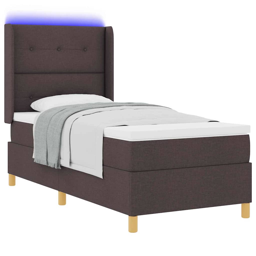 Letto a molle con strisce LED Marrone 100 x 200 cm Tessuto | homemem39