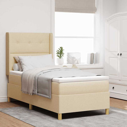 Letto a molle con strisce LED Crema 100 x 200 cm Tessuto | homemem39