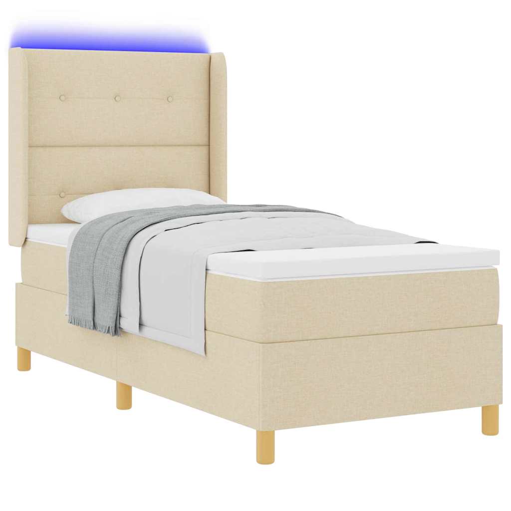 Letto a molle con strisce LED Crema 100 x 200 cm Tessuto | homemem39