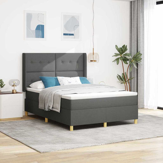 Letto a molle con strisce LED Grigio 140 x 190 cm Tessuto | homemem39