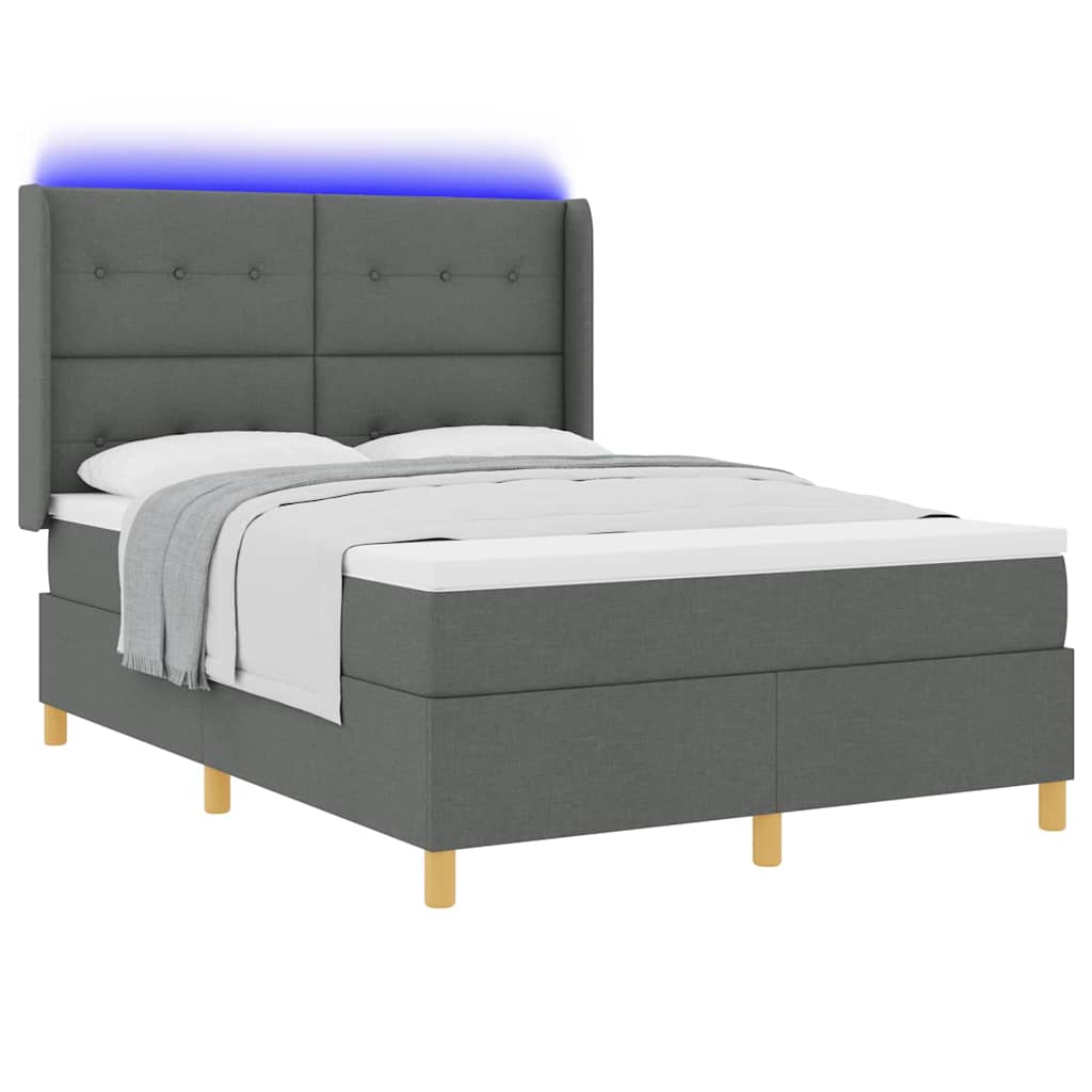 Letto a molle con strisce LED Grigio 140 x 190 cm Tessuto | homemem39