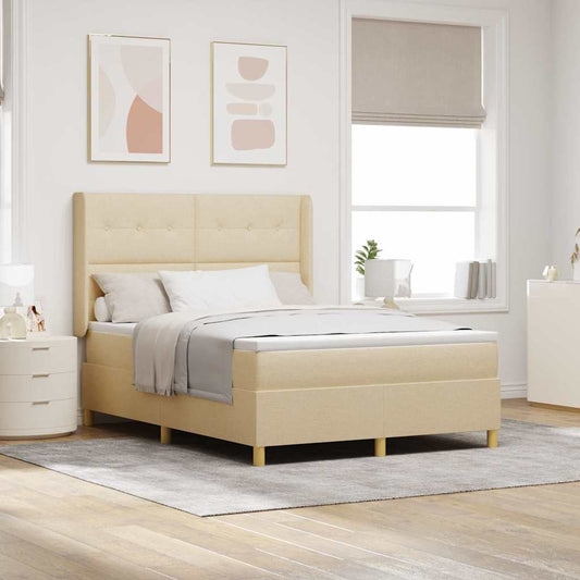 Letto a molle con strisce LED Crema 140 x 190 cm Tessuto | homemem39