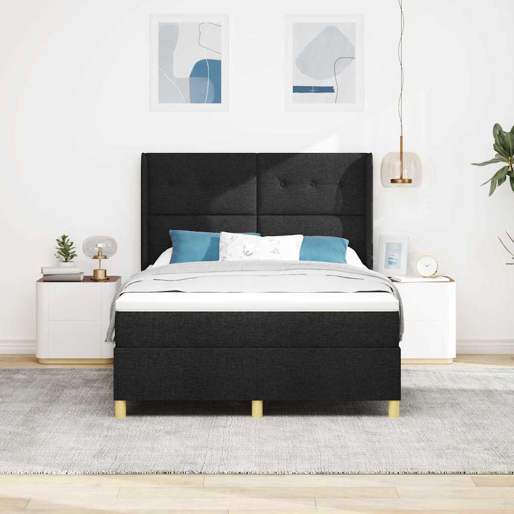 Letto a molle con strisce LED Nero 140 x 200 cm Tessuto | homemem39