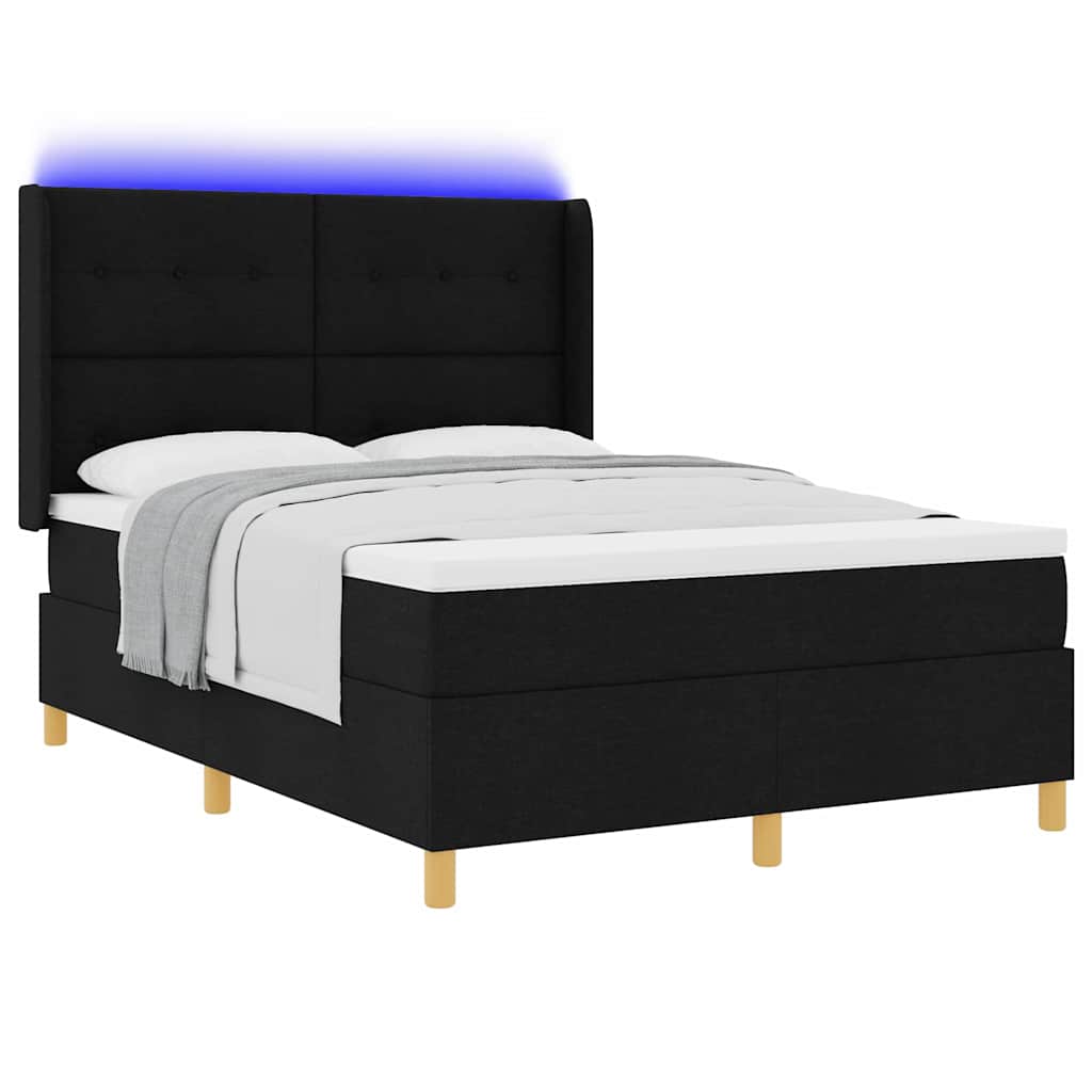 Letto a molle con strisce LED Nero 140 x 200 cm Tessuto | homemem39
