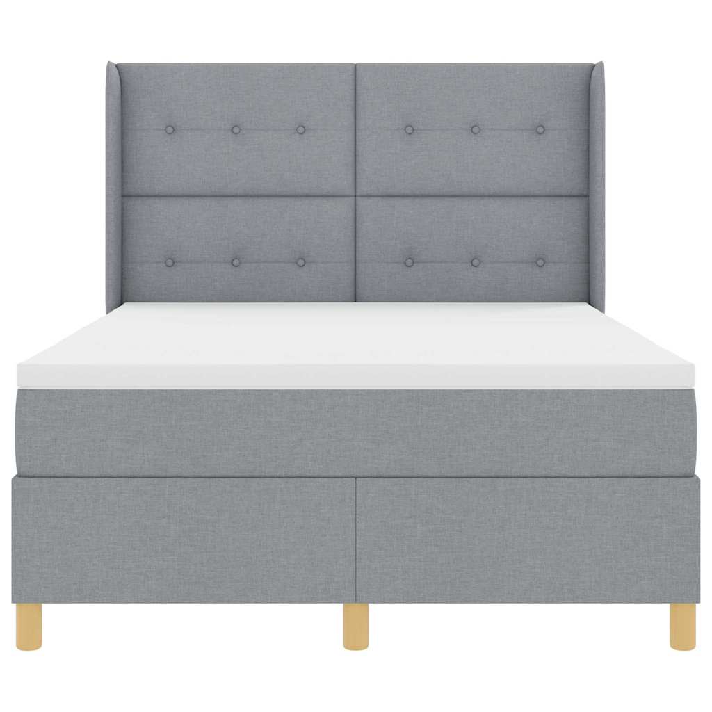 Letto a molle con testiera Grigio chiaro 160 x 200 cm Tessuto | homemem39