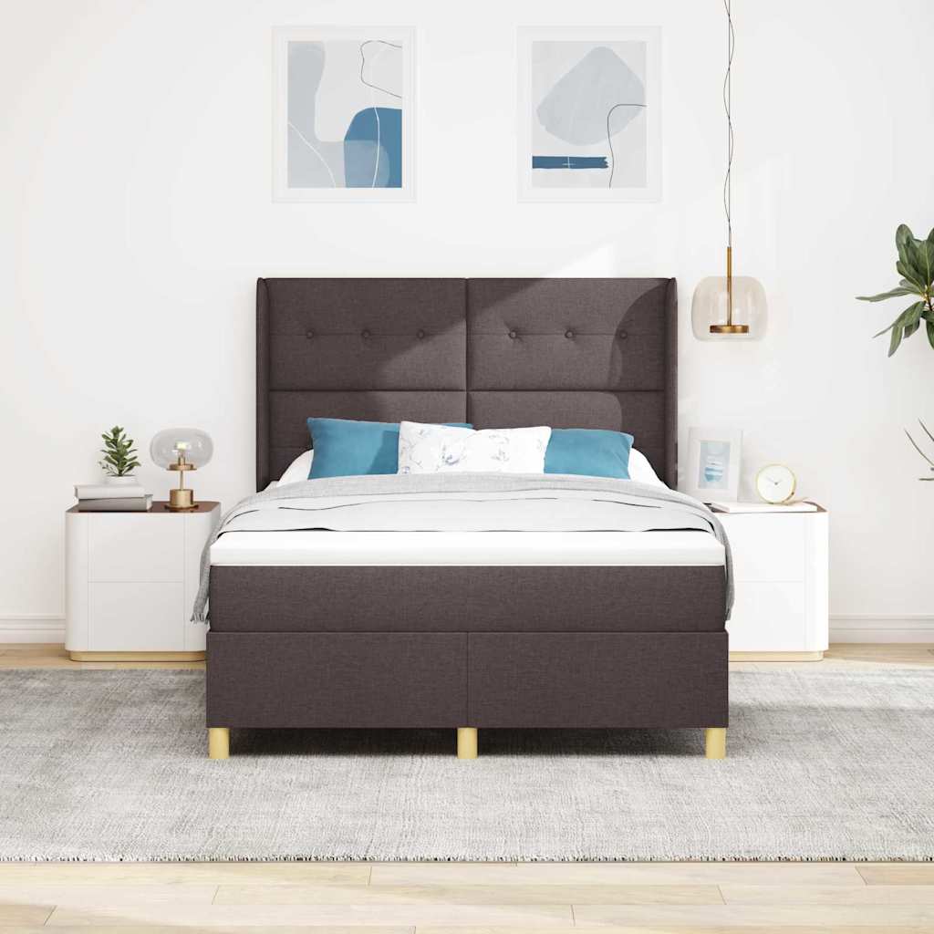 Letto a molle con strisce LED Marrone 160 x 200 cm Tessuto | homemem39
