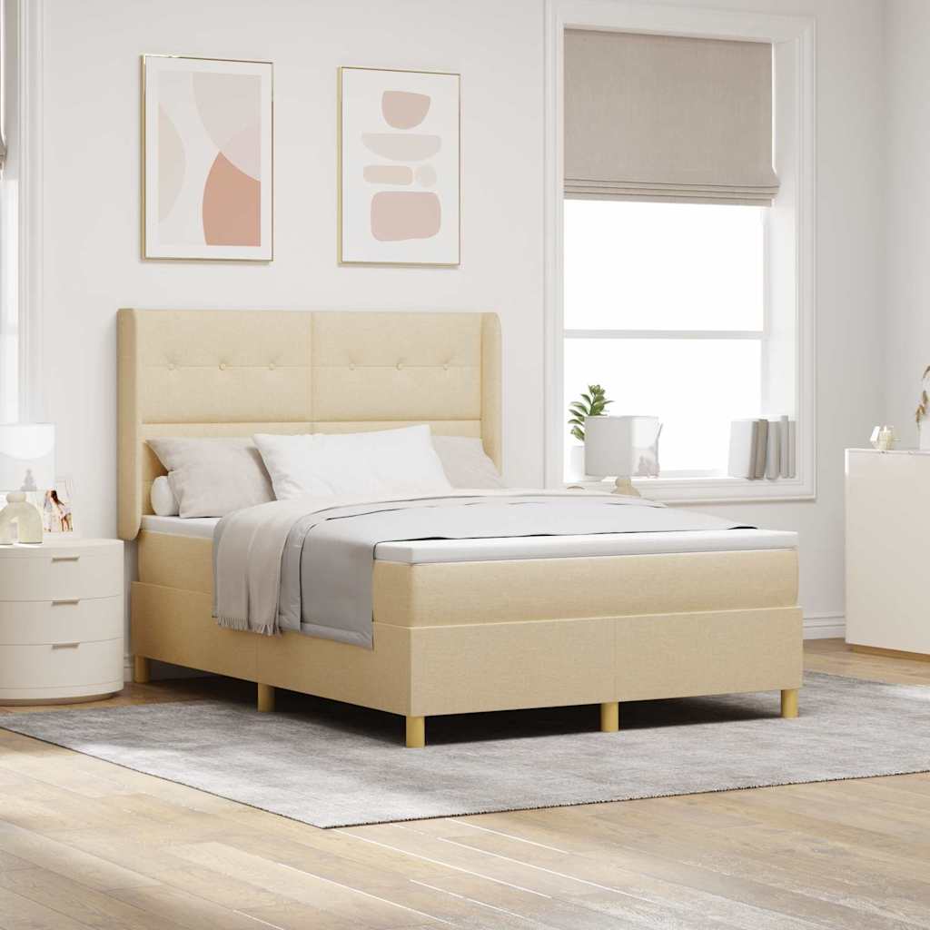 Letto a molle con strisce LED Crema 160 x 200 cm Tessuto | homemem39