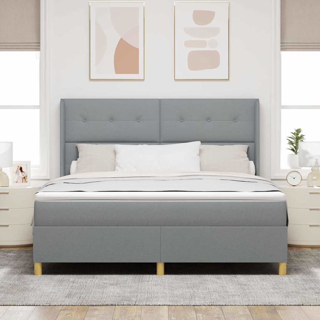 Letto a molle con testiera Grigio chiaro 180 x 200 cm Tessuto | homemem39