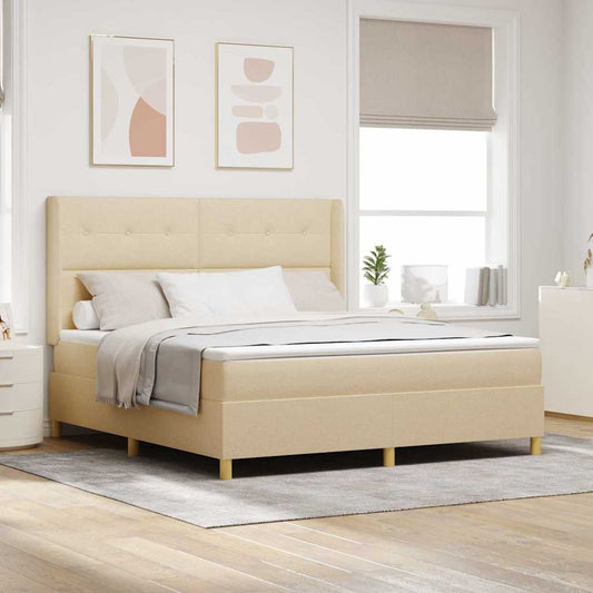Letto a molle con strisce LED Crema 180 x 200 cm Tessuto | homemem39