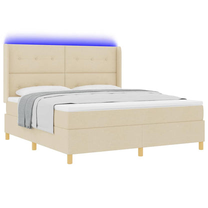 Letto a molle con strisce LED Crema 180 x 200 cm Tessuto | homemem39