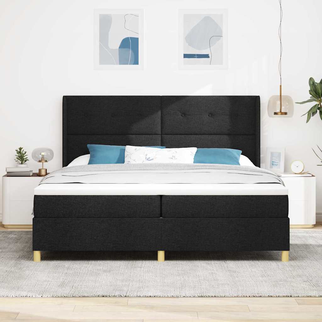 Letto a molle con strisce LED Nero 200 x 200 cm Tessuto | homemem39