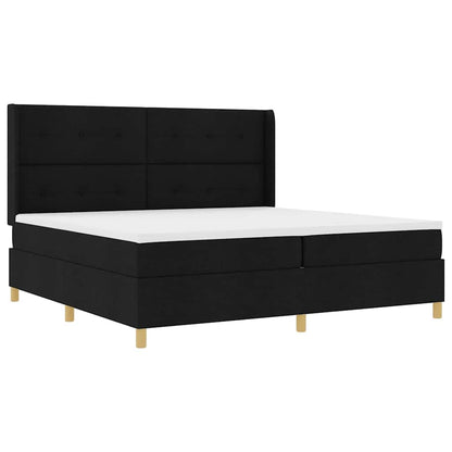 Letto a molle con strisce LED Nero 200 x 200 cm Tessuto