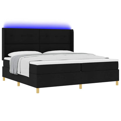 Letto a molle con strisce LED Nero 200 x 200 cm Tessuto | homemem39