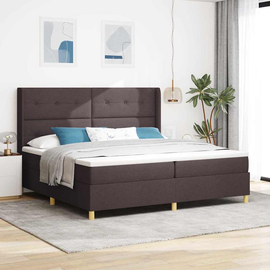 Letto a molle con strisce LED Marrone 200 x 200 cm Tessuto | homemem39