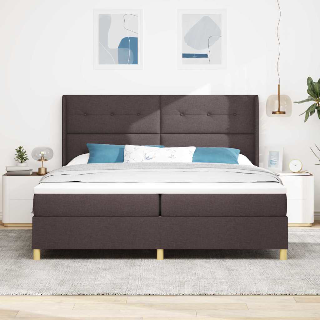 Letto a molle con strisce LED Marrone 200 x 200 cm Tessuto | homemem39