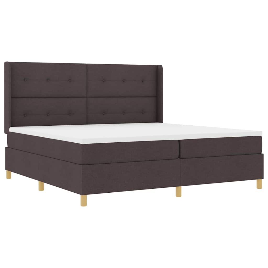 Letto a molle con strisce LED Marrone 200 x 200 cm Tessuto | homemem39