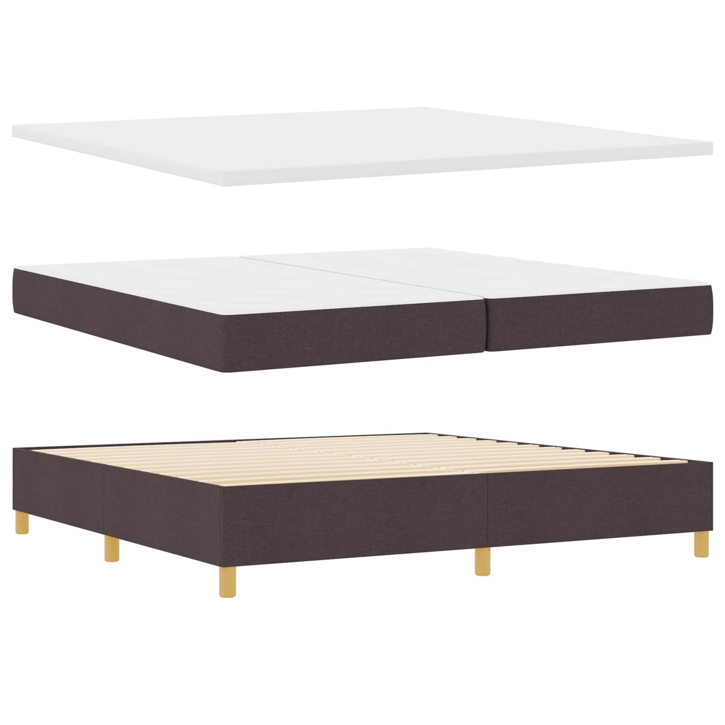 Letto a molle con strisce LED Marrone 200 x 200 cm Tessuto | homemem39