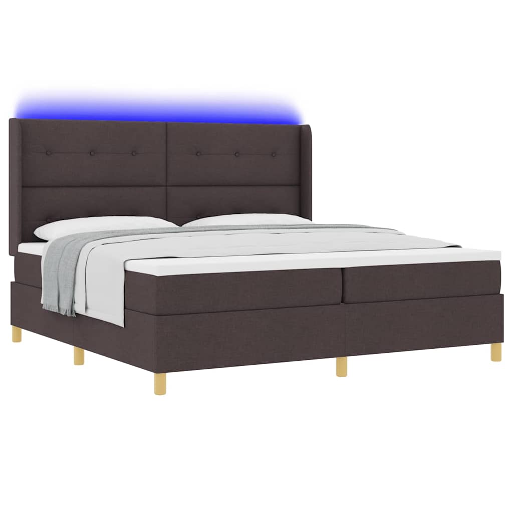 Letto a molle con strisce LED Marrone 200 x 200 cm Tessuto | homemem39