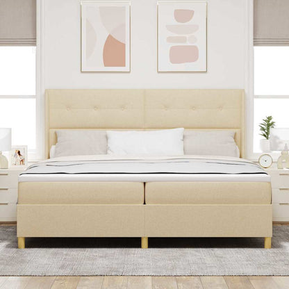 Letto a molle con strisce LED Crema 200 x 200 cm Tessuto | homemem39