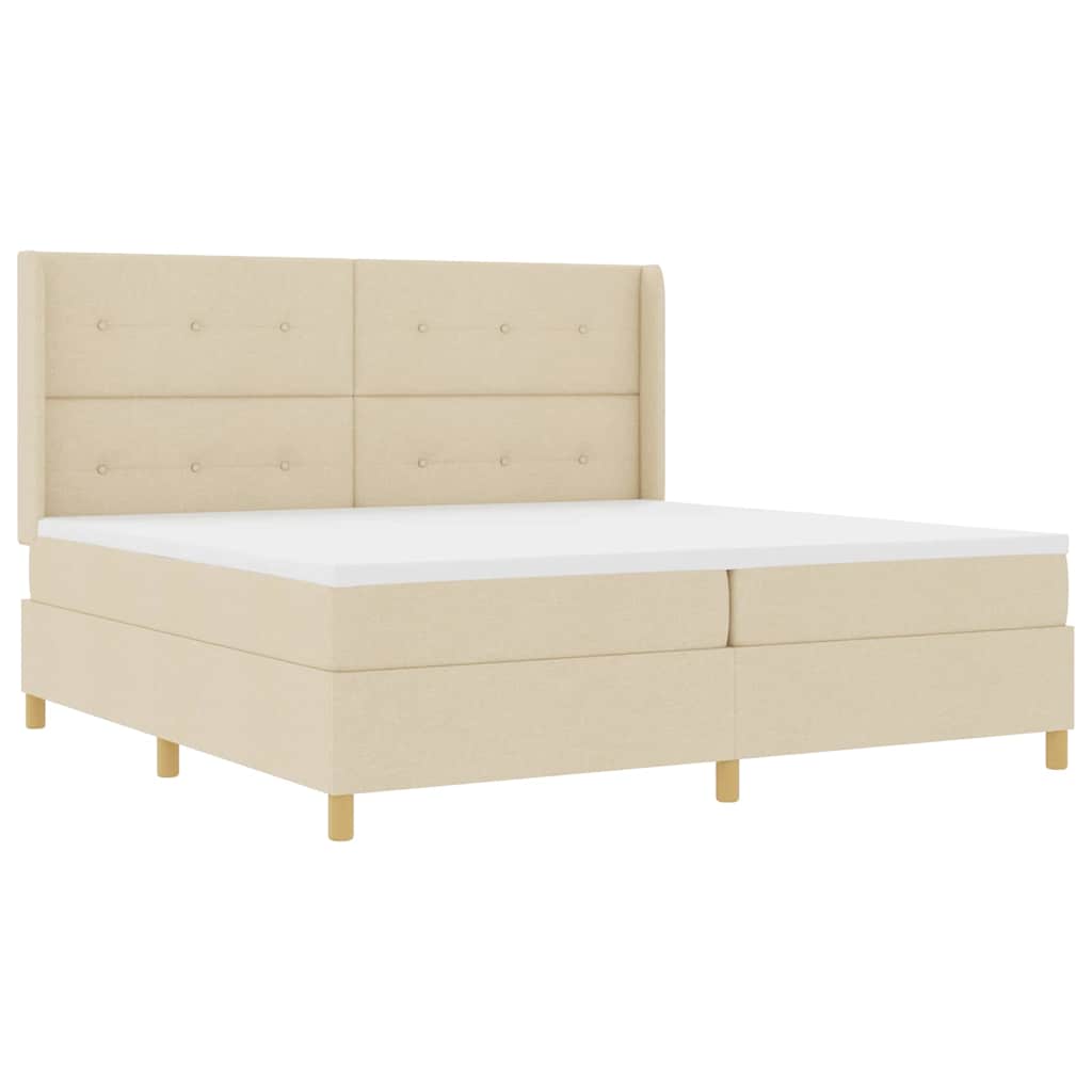 Letto a molle con strisce LED Crema 200 x 200 cm Tessuto | homemem39