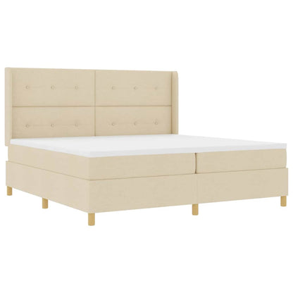 Letto a molle con strisce LED Crema 200 x 200 cm Tessuto | homemem39