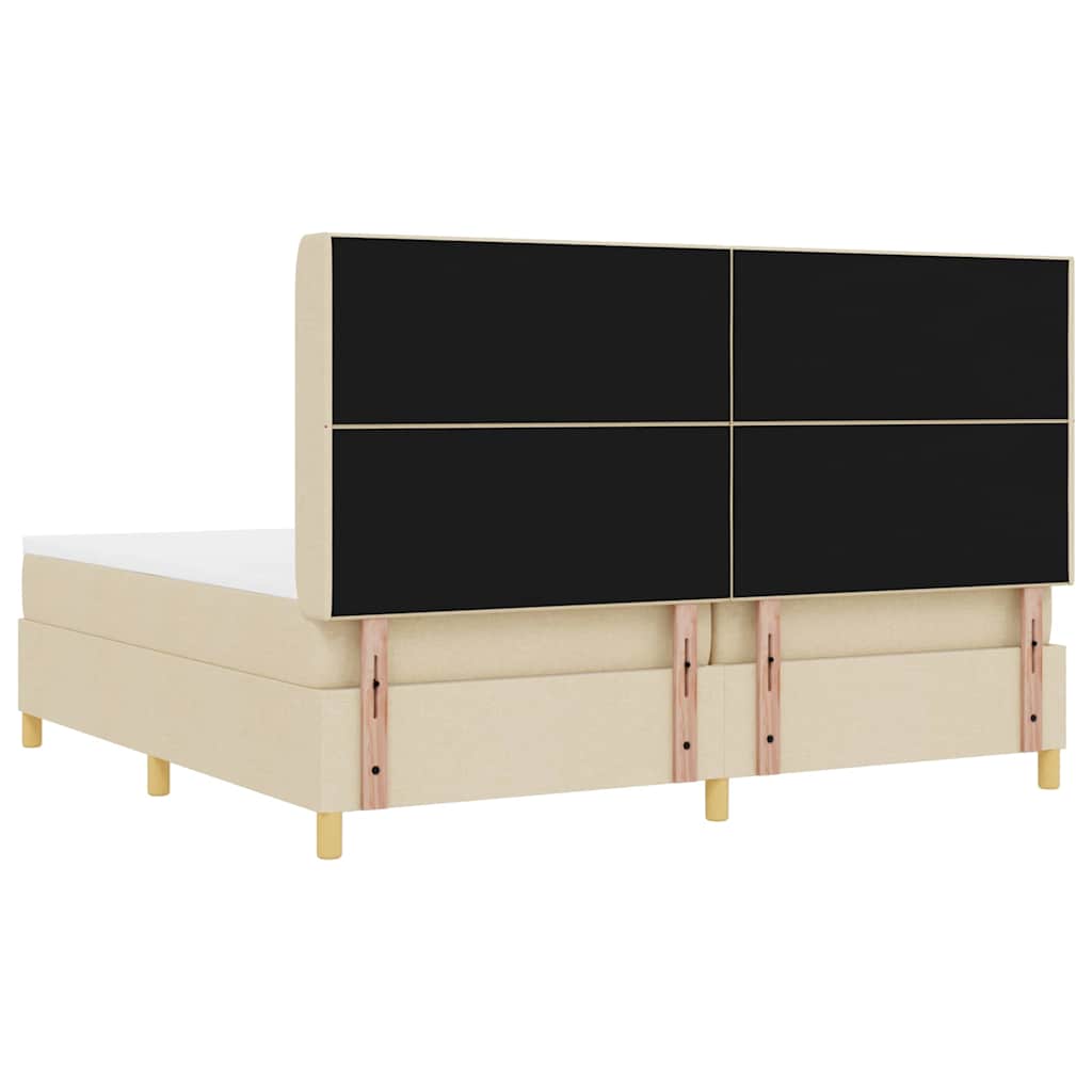 Letto a molle con strisce LED Crema 200 x 200 cm Tessuto | homemem39