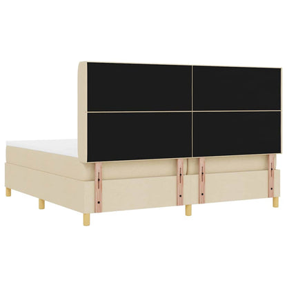 Letto a molle con strisce LED Crema 200 x 200 cm Tessuto | homemem39
