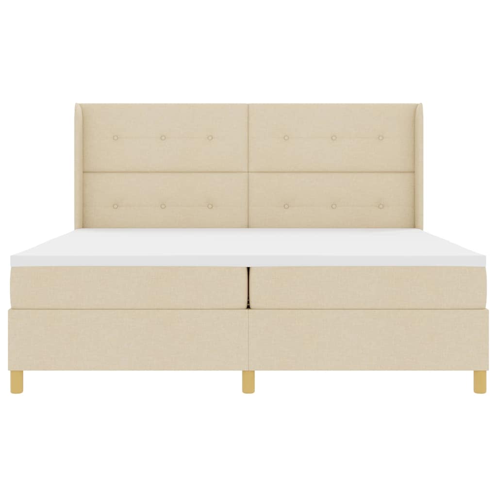 Letto a molle con strisce LED Crema 200 x 200 cm Tessuto | homemem39