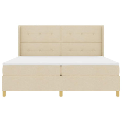 Letto a molle con strisce LED Crema 200 x 200 cm Tessuto | homemem39