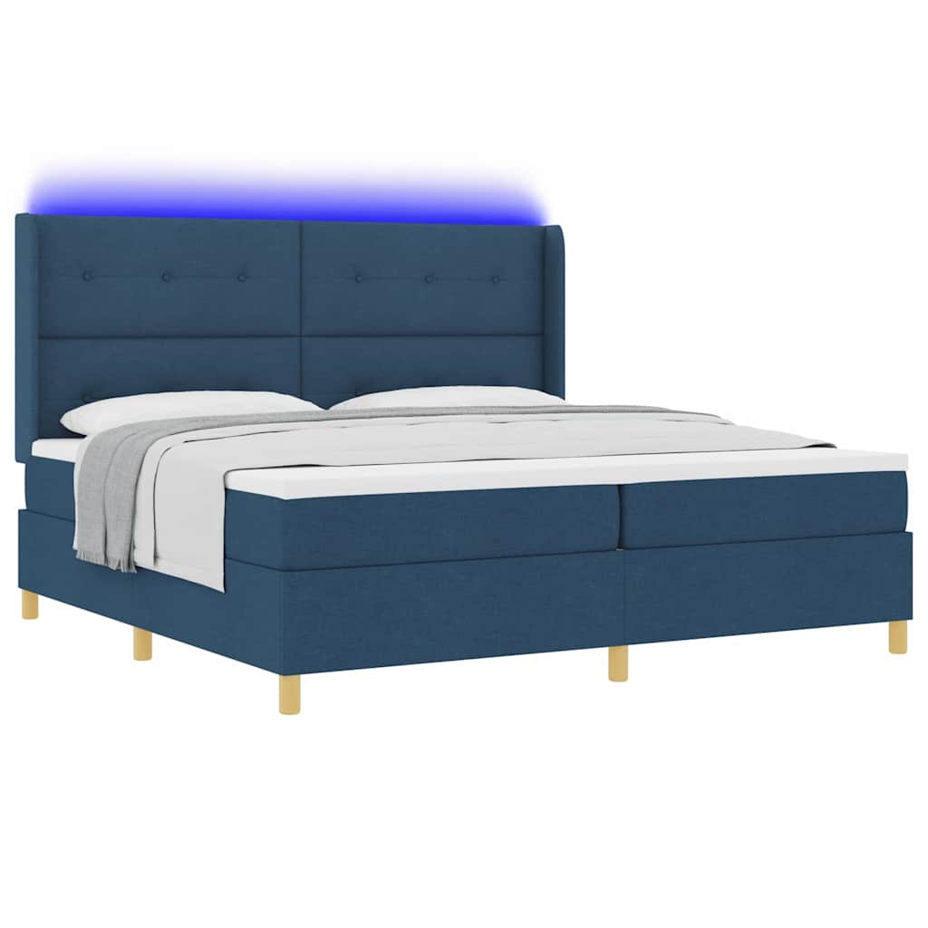 Letto a molle con strisce LED Blu 200 x 200 cm Tessuto | homemem39