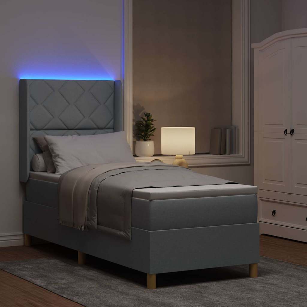 Letto a molle con strisce LED Grigio chiaro 80 x 200 cm Tessuto | homemem39