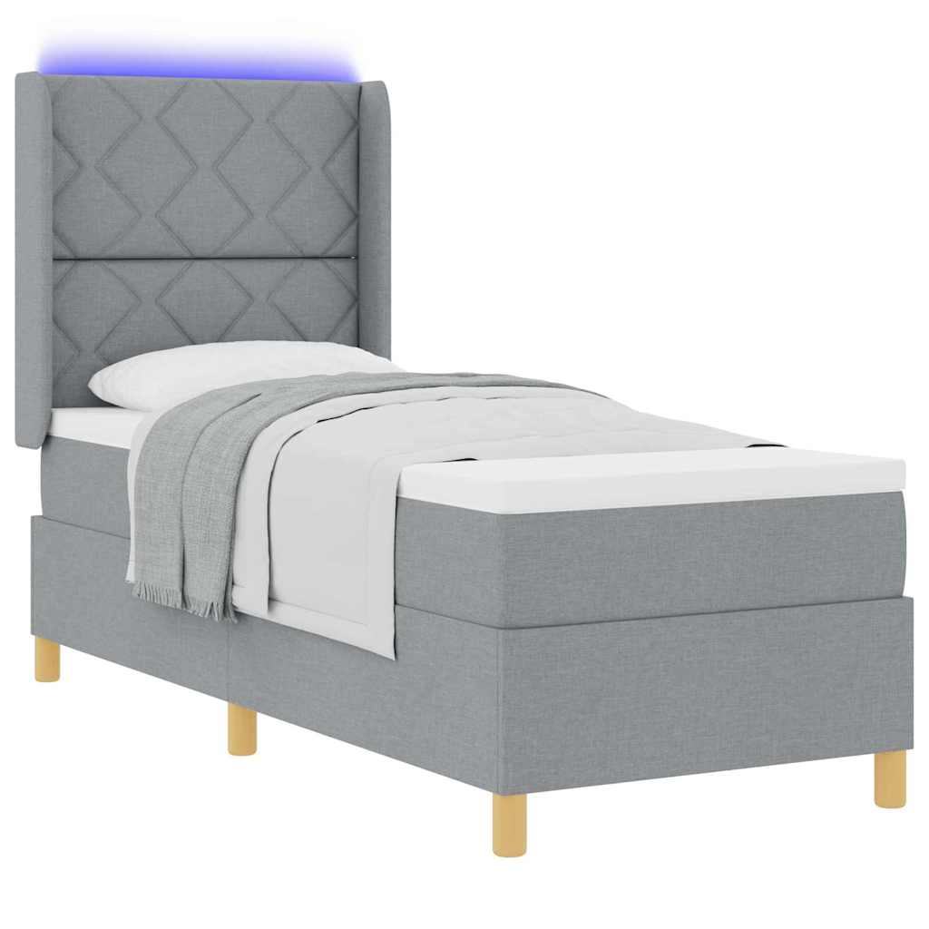 Letto a molle con strisce LED Grigio chiaro 80 x 200 cm Tessuto | homemem39