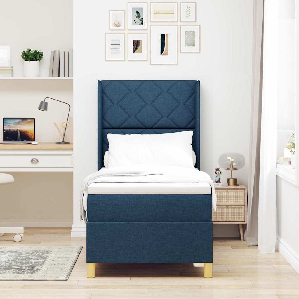 Letto a molle con strisce LED Blu 80 x 200 cm Tessuto