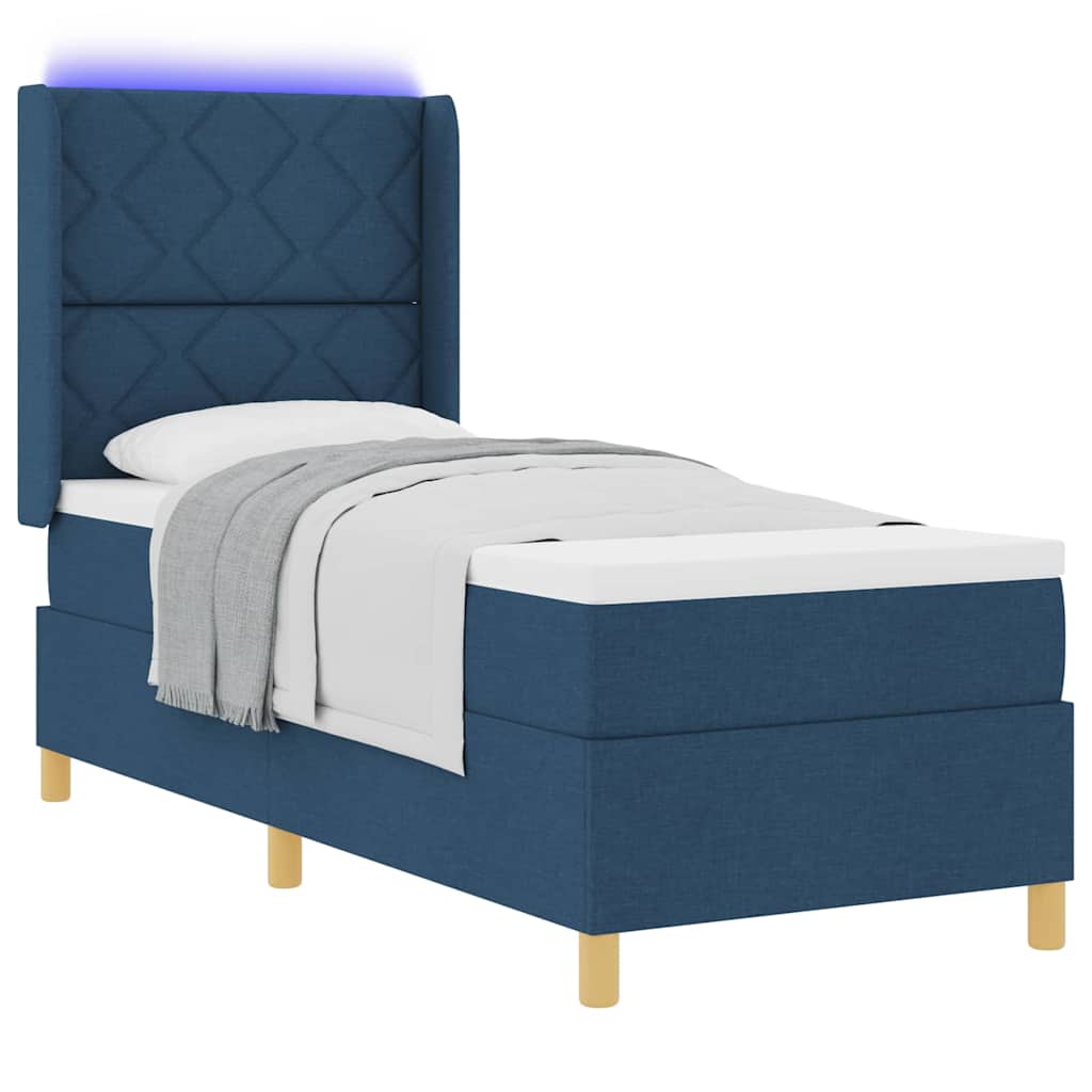 Letto a molle con strisce LED Blu 80 x 200 cm Tessuto
