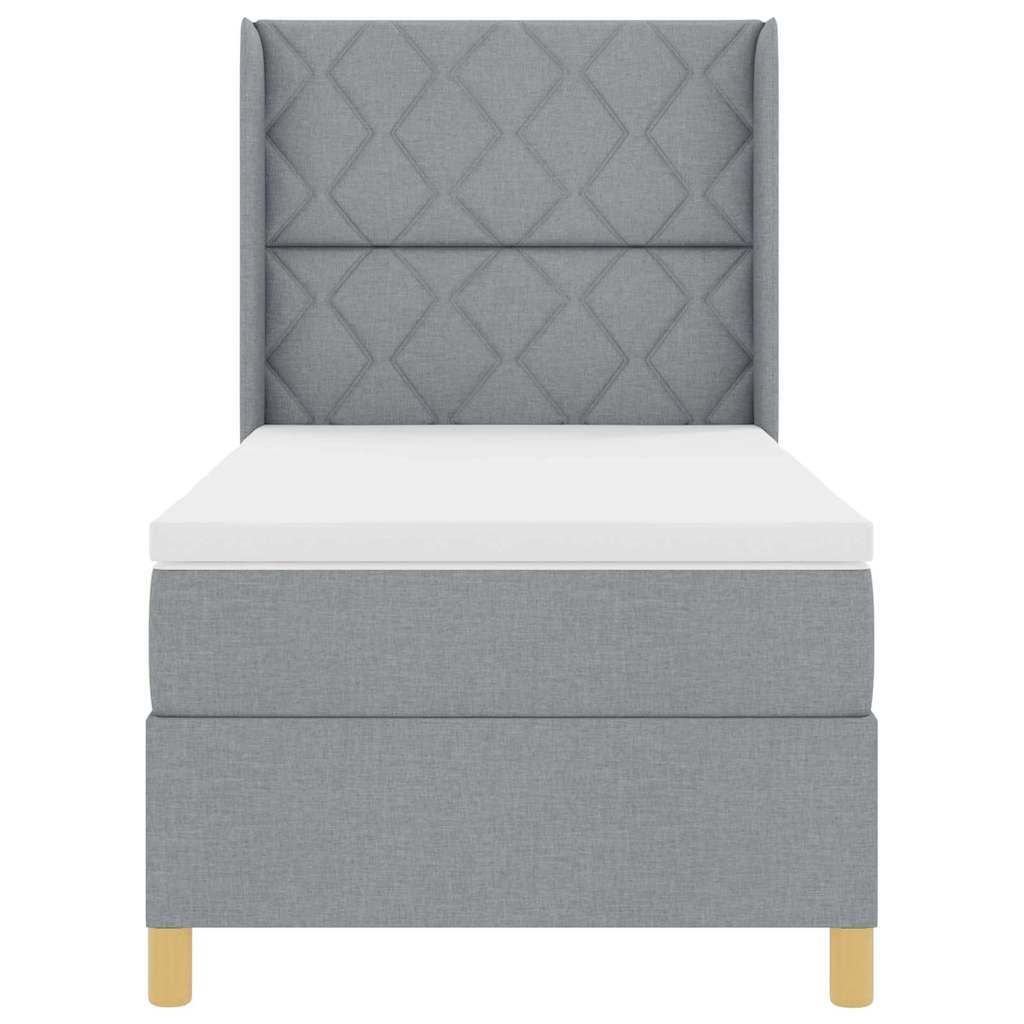 Letto a molle con testiera Grigio chiaro 100 x 200 cm Tessuto | homemem39