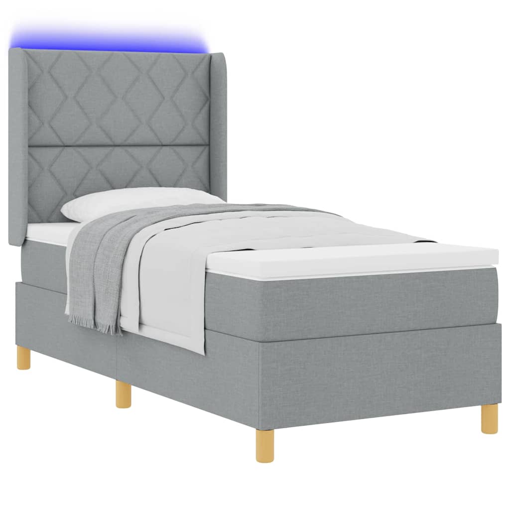 Letto a molle con testiera Grigio chiaro 100 x 200 cm Tessuto | homemem39