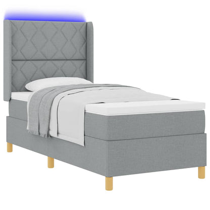 Letto a molle con testiera Grigio chiaro 100 x 200 cm Tessuto | homemem39