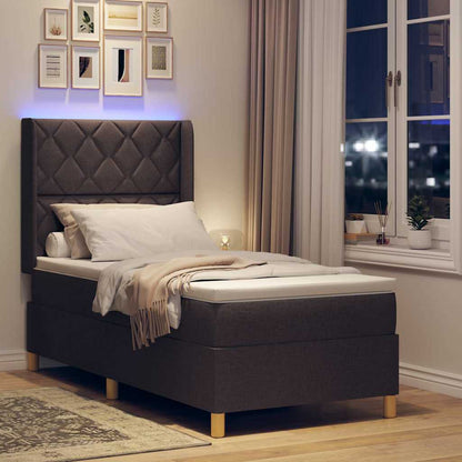 Letto a molle con strisce LED Marrone 100 x 200 cm Tessuto | homemem39