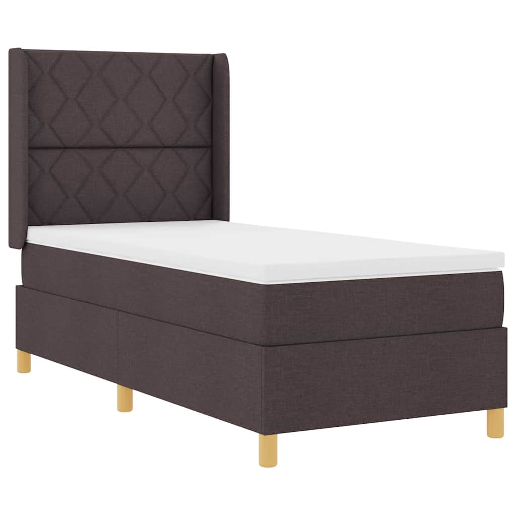 Letto a molle con strisce LED Marrone 100 x 200 cm Tessuto | homemem39