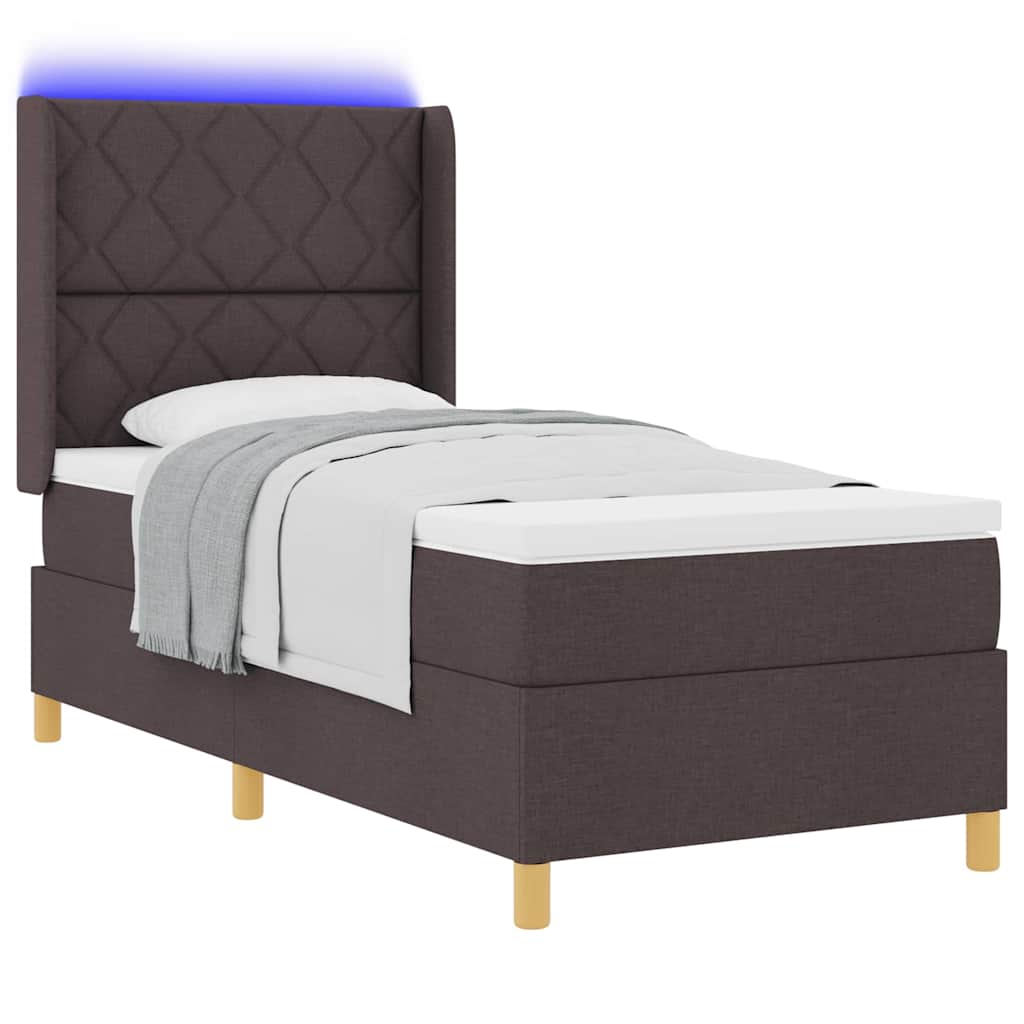 Letto a molle con strisce LED Marrone 100 x 200 cm Tessuto | homemem39