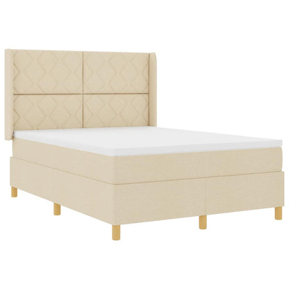 Letto a molle con strisce LED Crema 140 x 190 cm Tessuto