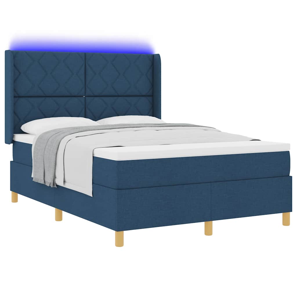 Letto a molle con strisce LED Blu 140 x 190 cm Tessuto | homemem39