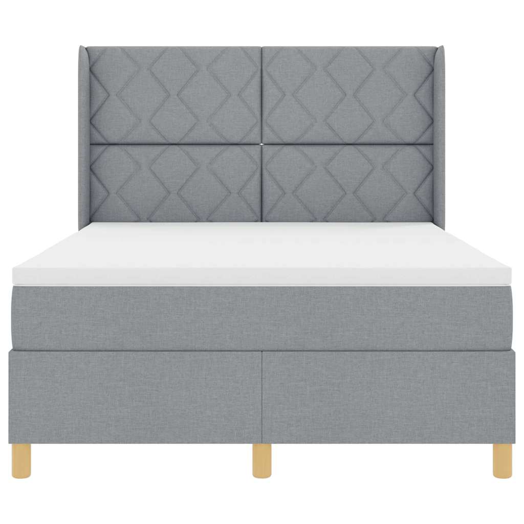 Letto a molle con testiera Grigio chiaro 140 x 200 cm Tessuto | homemem39