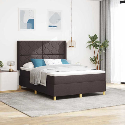 Letto a molle con strisce LED Marrone 140 x 200 cm Tessuto | homemem39