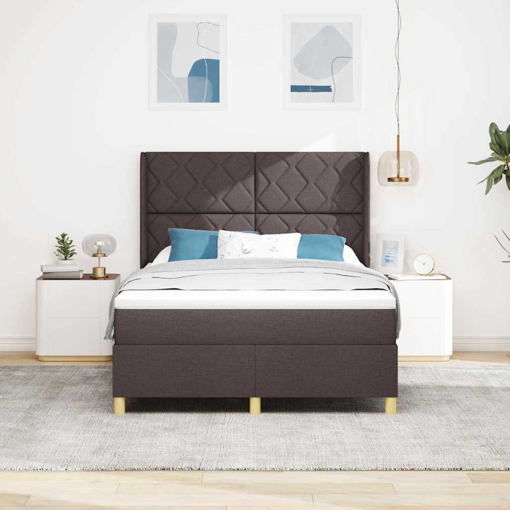 Letto a molle con strisce LED Marrone 140 x 200 cm Tessuto | homemem39
